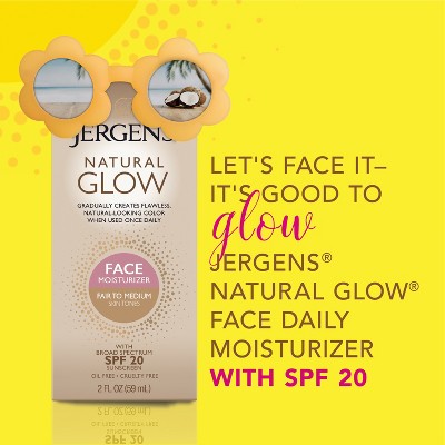 Jergens Glow Moisturizer & Self Tanner SPF 20 2 fl oz Fair to Medium - Imperfect Box DestGlow