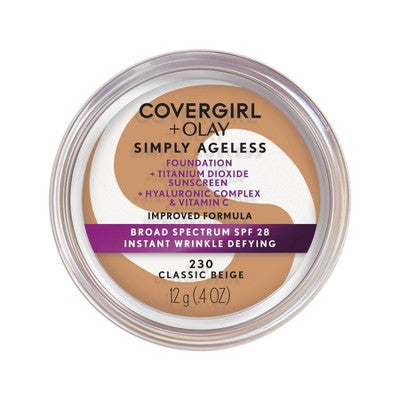 COVERGIRL + Olay Simply Ageless Wrinkle Defying Foundation Compact 230 Classic Beige 0.4oz - Imperfect Container DestGlow