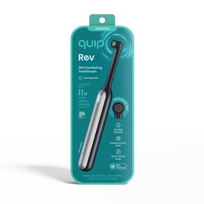 quip Rev Oscillating Rechargeable Electric Toothbrush Black/Silver - Imperfect Box by This is Beauty US