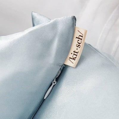 Kitsch Queen Size Satin Standard Pillowcase Thread Count Blue - Imperfect Box by This is Beauty US