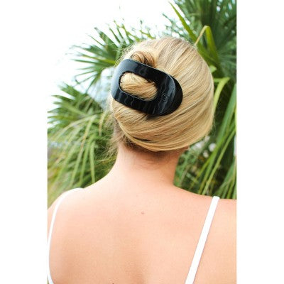 TELETIES Medium Flat Round Hair Clip Jet Black - New by This is Beauty US