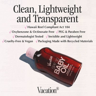 Vacation Baby Oil SPF 30 3.4 fl oz - Imperfect Container DestGlow