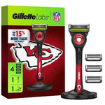Gillette Labs Mens Special NFL Chiefs Edition Shaving Razor with 4 Refills and Magnetic Stand - New