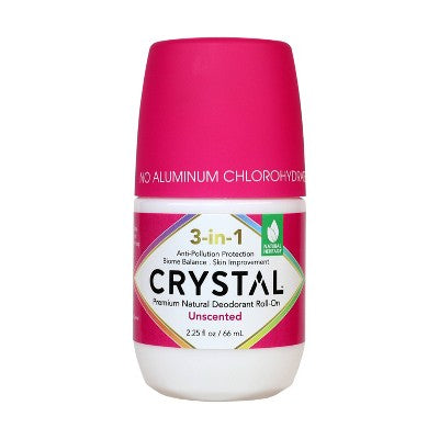 Crystal 3-in-1 Natural Mineral Roll-On Deodorant Unscented 2.25 fl oz - New - DestGlow
