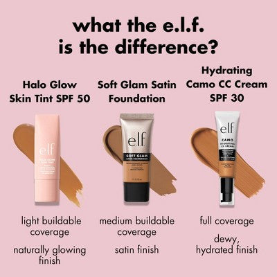 e.l.f. Halo Glow Skin Tint Light Coverage Foundation Mineral SPF 50 5 Light Warm 1 fl oz - Imperfect Box DestGlow