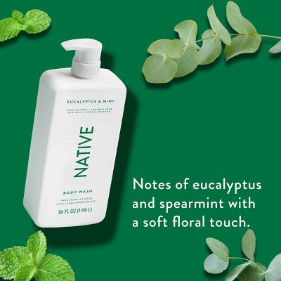 Native Body Wash for Men & Women - Eucalyptus & Mint Sulfate Free with Pump 36 fl oz - Imperfect Container by This is Beauty US