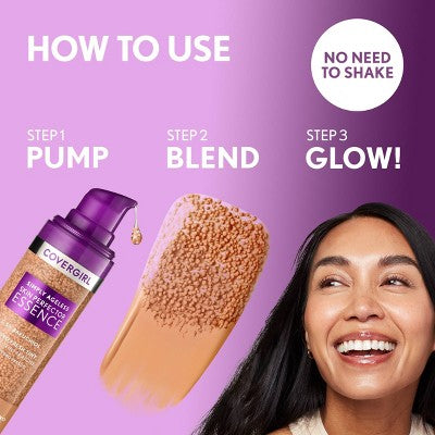 COVERGIRL Simply Ageless Skin Perfector Essence Vegan Foundation 20 Light 1 fl oz - Imperfect Container DestGlow