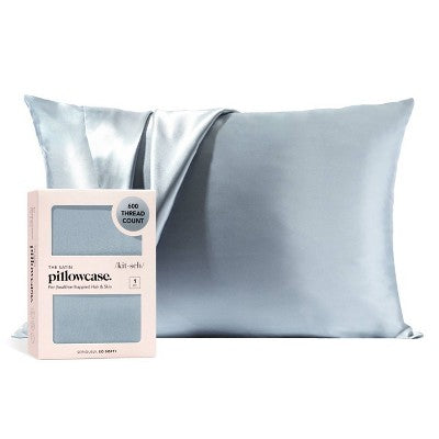 Kitsch Queen Size Satin Standard Pillowcase Thread Count Blue - Imperfect Box by This is Beauty US