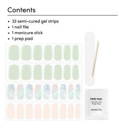 Dashing Diva Glaze Semi-Cured Gel Nail Polish Strips Emerald Marble 32ct - New