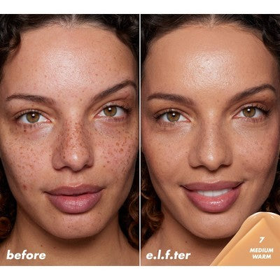 e.l.f. Halo Glow Skin Tint Light Coverage Foundation SPF 50 7 Medium Warm 1 fl oz - Imperfect Box by This is Beauty US