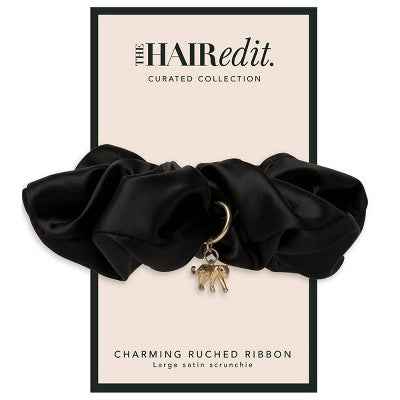 The Hair Edit Charming Ruched Ribbon Satin Scrunchie - Imperfect Box
