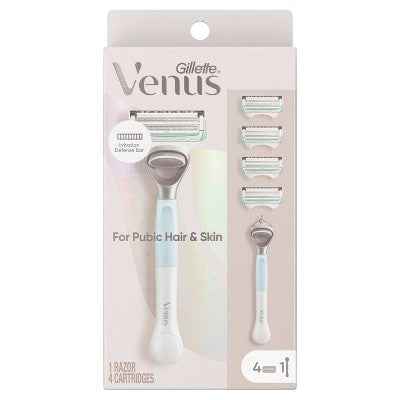 Venus For Pubic Hair and Skin Value Pack Razor Handle + 4 Blade Refills - Missing Box
