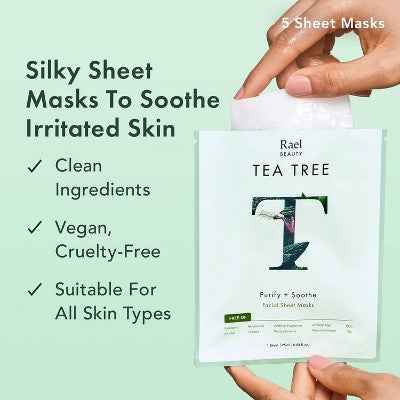 Rael Beauty Tea Tree Facial Sheet Mask 5ct/4.2oz - New
