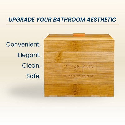Clean Skin Club Clean Towels XL Original + Bamboo Container Cover 50ct - Imperfect Box by This is Beauty US