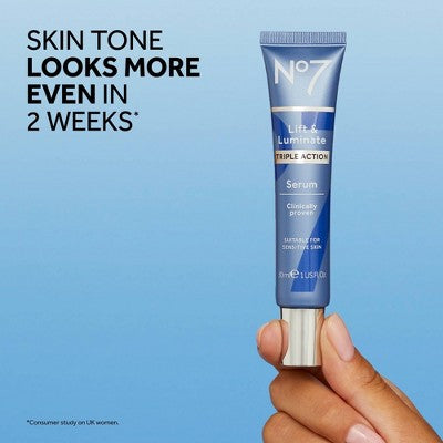 No7 Lift; Luminate Triple Action Face Serum 1.69 fl oz - Imperfect Box by This is Beauty US