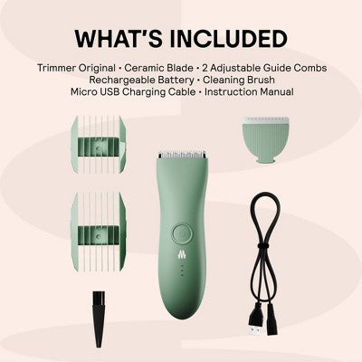 Meridian Trimmer Original Pubic & Body Hair Trimmer for Men & Women, Below-the-Belt Groomer, Ball Trimmer, Bikini Trimmer Sage - Imperfect Box by This is Beauty US