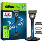Gillette Labs Men's Special NFL Lions Edition Shaving Razor with 4 Refills and Magnetic Stand - New