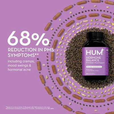 HUM Nutrition Hormone Balance for PMS Relief & Mood Support Vegan Capsules 60ct - New by This is Beauty US