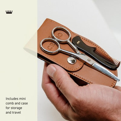 Cremo Beard and Mustache Stainless Steel Shears With Synthetic Leather Carrying Case And Comb For Precise Facial Hair Trimming - New by This is Beauty US