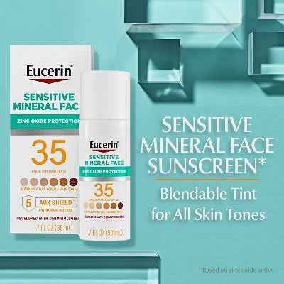 Eucerin Sensitive Tinted Mineral Face Sunscreen SPF 35 1.7 fl oz - Imperfect Box