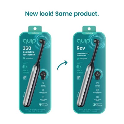 quip Rev Oscillating Rechargeable Electric Toothbrush Black/Silver - Imperfect Box by This is Beauty US