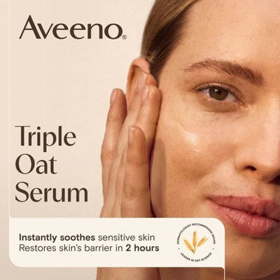 Aveeno Calm + Restore Triple Oat Hydrating Face Serum 1 fl oz - Imperfect Box DestGlow