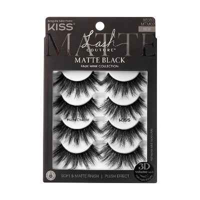 KISS Products Lash Couture Matte Black False Eyelashes Matte Cheviot 8ct - New