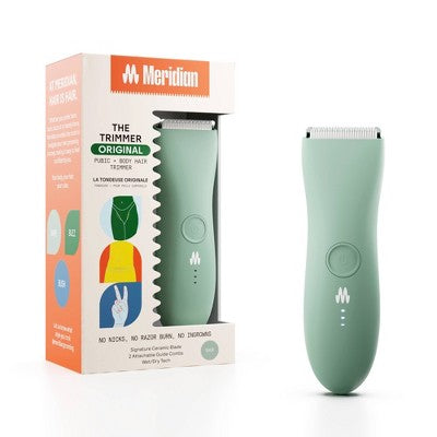 Meridian Trimmer Original Pubic & Body Hair Trimmer for Men & Women, Below-the-Belt Groomer, Ball Trimmer, Bikini Trimmer Sage - Imperfect Box by This is Beauty US