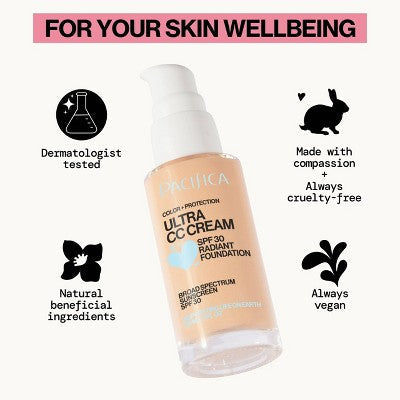 Pacifica Ultra CC Cream Radiant Foundation with SPF 17 Neutral/Fair 1 fl oz - Imperfect Box DestGlow