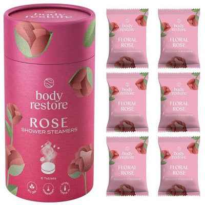Body Restore Shower Steamers with 100% Natural Essential Oil Rose Shower 6ct - New