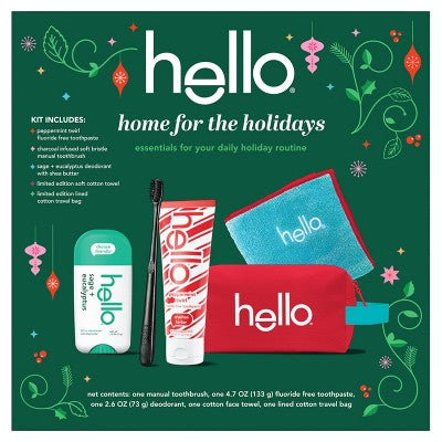 hello Holiday Home for the Holidays Toothpaste and Deodorant Travel Toiletry Bag Kit 5pc - New by This is Beauty US