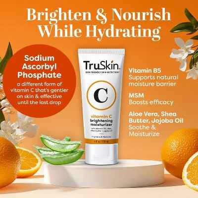 TruSkin Vitamin C Brightening Moisturizer For Face with Vitamin C, Vitamin B5, Vitamin E, Jojoba Oil & Aloe Vera 2 fl oz - New