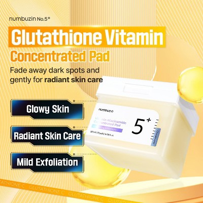 numbuzin No.5+ Glutathione Vitamin Concentrated Toner Pads 70ct - New by This is Beauty US