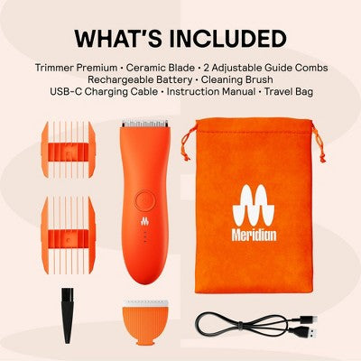 Meridian Trimmer Premium Pubic; Body Hair Trimmer for Men & Women Below-the-Belt Groomer, Ball Trimmer, Bikini Trimmer, Bonus Pouch Blaze - New by This is Beauty US
