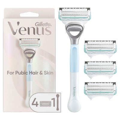 Venus For Pubic Hair and Skin Value Pack Razor Handle + 4 Blade Refills - Missing Box by This is Beauty US