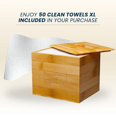 Clean Skin Club Clean Towels XL Original + Bamboo Container Cover 50ct - Imperfect Box by This is Beauty US