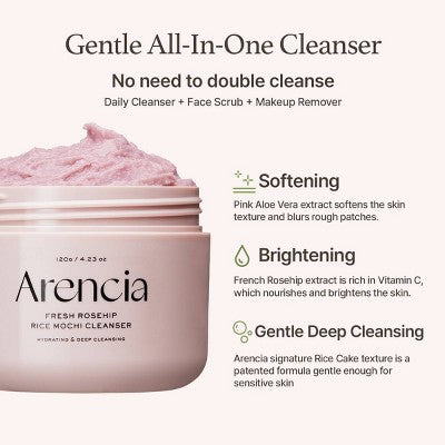 Arencia Rice Mochi Cleanser Fresh Rosehip 4.23oz - New by This is Beauty US