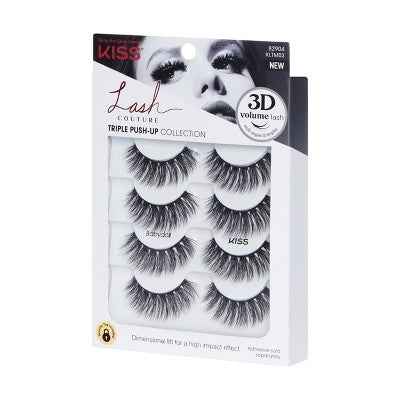 KISS Products Lash Couture 3D Push-Up False Eyelashes Babydoll 4ct - New