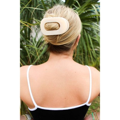 TELETIES Medium Flat Round Hair Clip Almond Beige - New by This is Beauty US