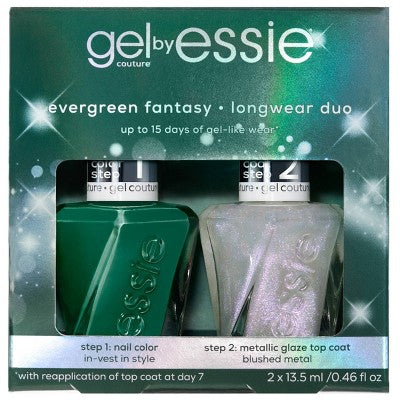 essie gel by essie Evergreen Fantasy Longwear Duo Gift Set Vegan Nail Polish Set 2pc - Imperfect Box by This is Beauty US