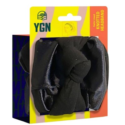 You Go Natural Satin Lined Knotted Headband Black - New by This is Beauty US
