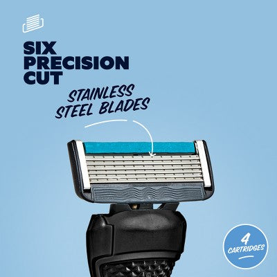 Dollar Shave Club 6-Blade Razor Refill Compatible with 4 and 6 Blade Handles 4ct Trial Size - Imperfect Box by This is Beauty US