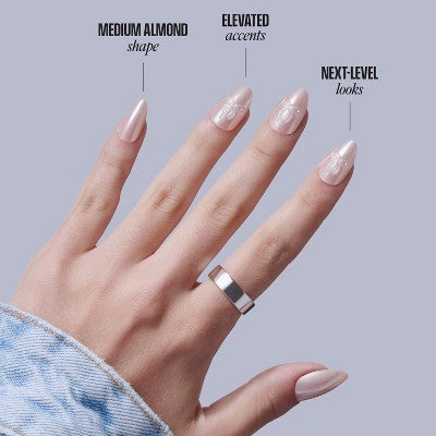 KISS Nails GLAM Jeweled Press-On Fake Nails Medium Almond Ripple 35ct - New by This is Beauty US