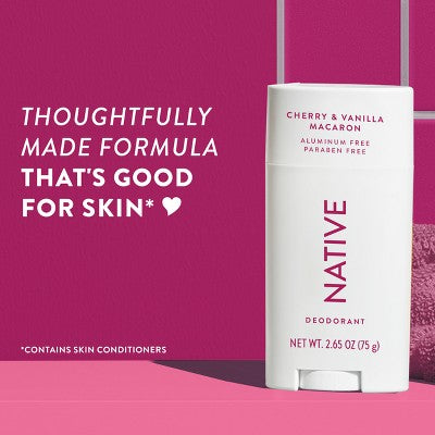 Native Solid Deodorant for Women; Men Cherry; Vanilla Macaron Aluminum-Free 2.65oz - Imperfect Container by This is Beauty US