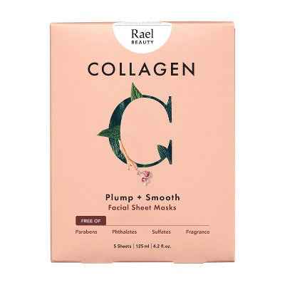 Rael Beauty Collagen Facial Sheet Masks 5ct/4.2oz - New