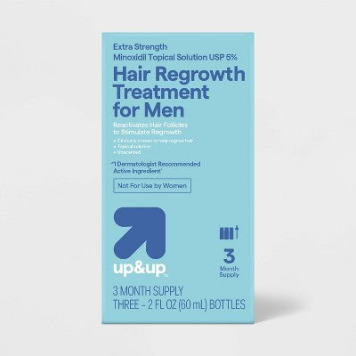 Extra Strength Minoxidil Hair Regrowth Treatment for Men 2 fl oz each up&up - Imperfect Box DestGlow