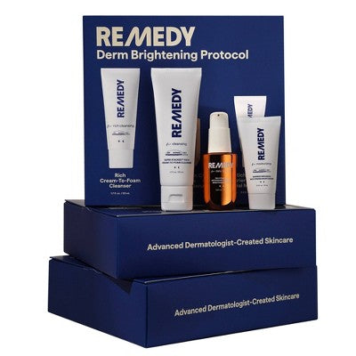 Remedy Skin Brightening 3-Piece Skincare Kit Gentle Cleanser Vitamin C Serum 2.7oz - Imperfect Box DestGlow