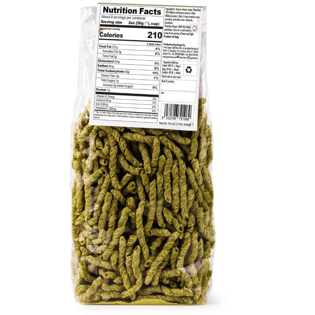 Gusto Etna, Pistachio Busiata Pasta, Spiral Pasta (500 g)