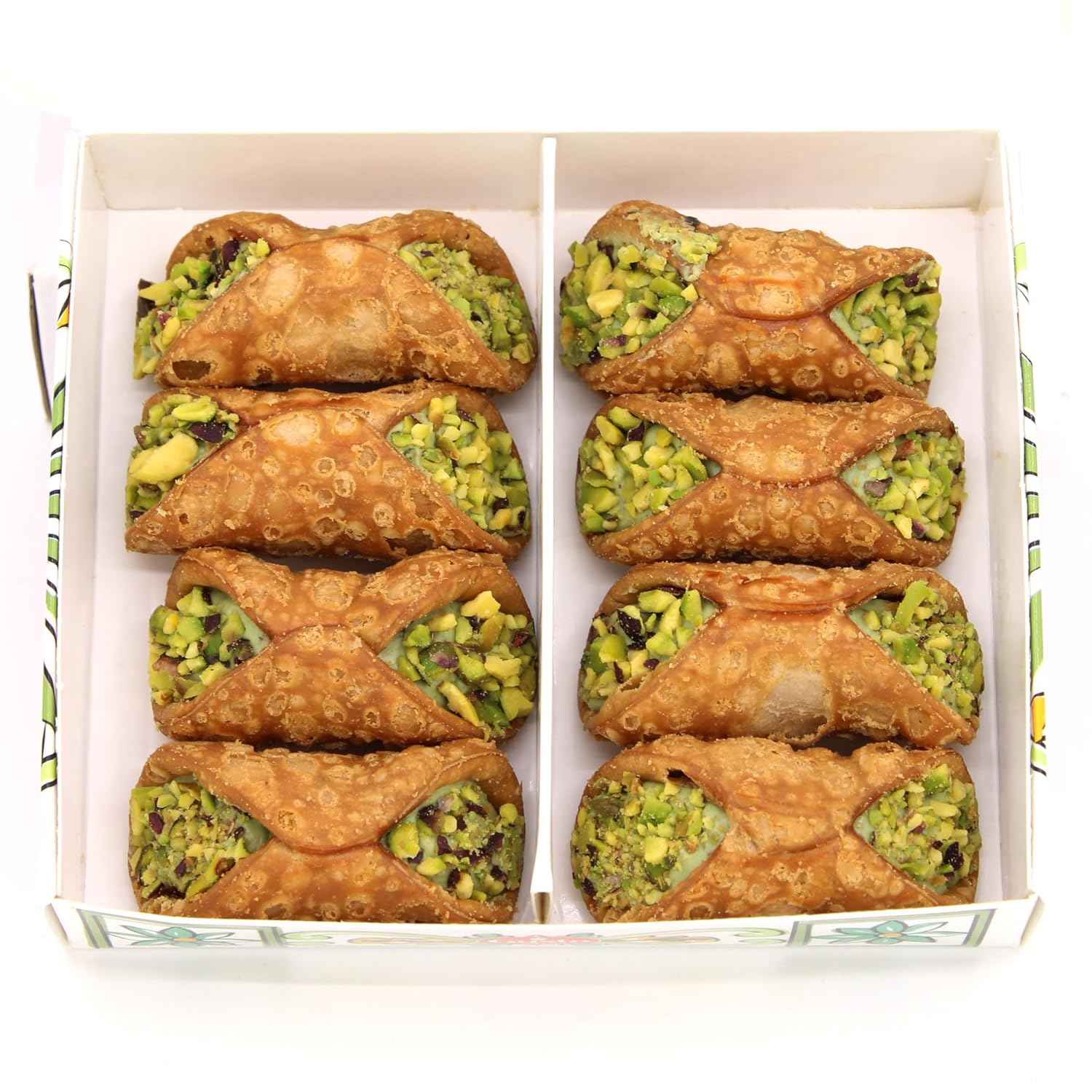 Gusto Etna, Sicilian 8 pcs Cannoli filled with Pistachio Cream Gift Box