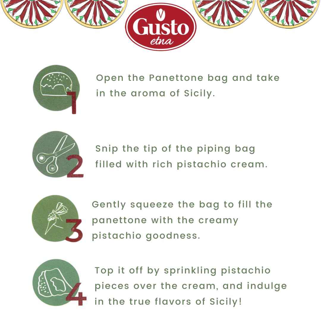 Gusto Etna, Italian Panettone with Pistachio Cream and pistachio chopped